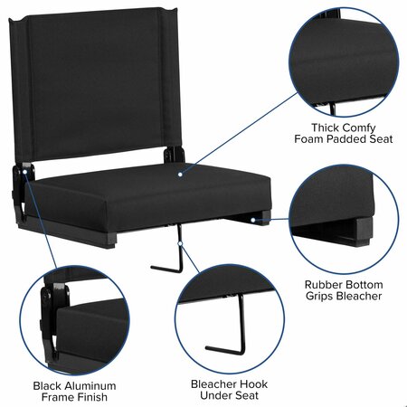 Flash Furniture 500 lb. Rated Stadium Chair, Black, PK2 2-XU-STA-BK-GG